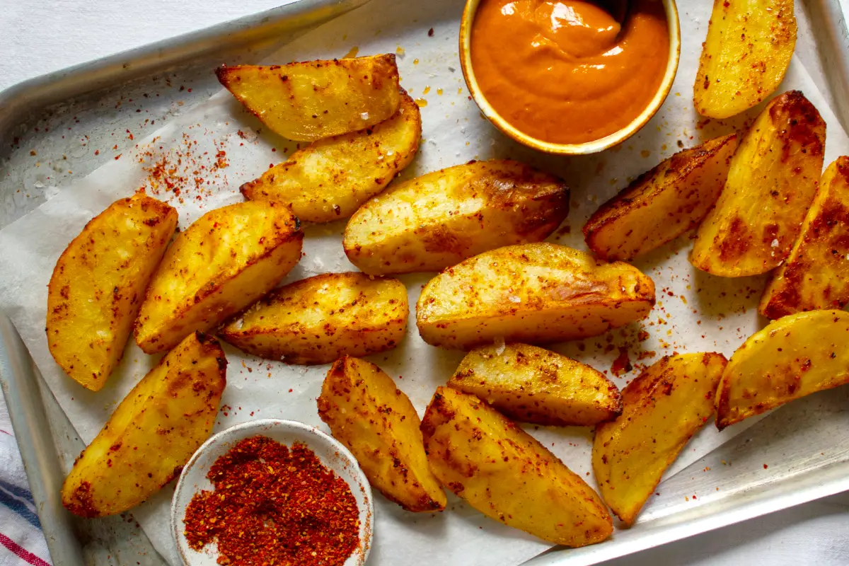 Kartoffelwedges mit Paprika von BioBalkan und Ajvar-Sauce